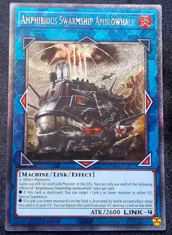 YuGiOh! Amphibious Swarmship Amblowhale RA04-EN077 Platinum Secret Rare - NM - Image 1