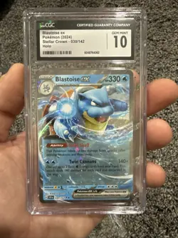 CGC 10 Blastoise EX 030/142 Stellar Crown Full Art Double Rare Pokemon Card - Image 1