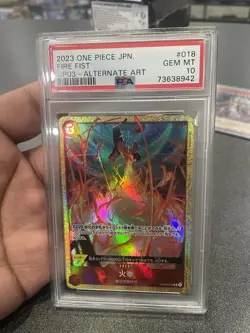 PSA 10 One Piece Card Game Japanese Fire Fist Ace Alt Art Parallel OP03-018 - Image 1