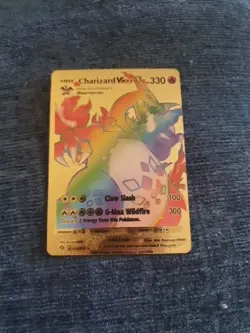 ❄Pokemon Gold Metal Card Charizard VMax Fun Art Card /Rainbow 074/073 custom - Image 1