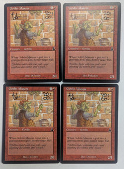 Magic Mtg Urza's Destiny Goblin Masons x4 near mint signed by Diterlizzi - Image 1