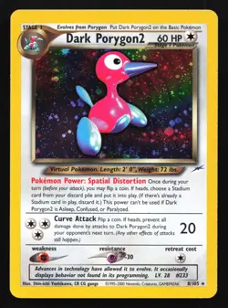 Pokemon Dark Porygon 2 8/105 WotC Neo Destiny Unlimited Holo Rare MP - SWIRL - Image 1