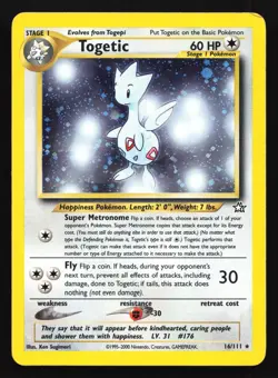 Pokemon Togetic 16/111 WotC Neo Genesis Unlimited Holo Rare MP - Image 1