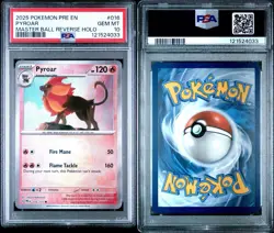 2025 POKEMON PRE EN-PRISMATIC EVOLUTIONS MASTER BALL REVERSE HOLO PYROAR TAG 10 - Image 3