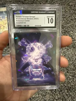 2023 Pokemon Center Stickers Poison Terastal Gengar CGC 10 Cracked Ice - Image 1