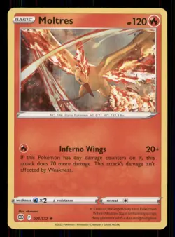 Moltres SWSH09: Brilliant Stars #021/172 Holo Rare Pokemon LP - Image 1