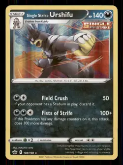Single Strike Urshifu SWSH06: Chilling Reign #108/198 Holo Rare Pokemon LP - Image 1