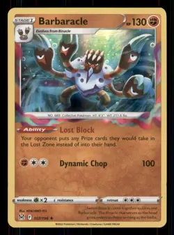 Barbaracle SWSH11: Lost Origin #107/196 Holo Rare Pokemon LP - Image 1
