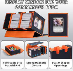 Commander Deck Box for MTG, Card Deck Box with Dice Tray and Display Window, Fit - Image 3