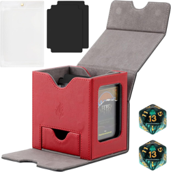 Card Deck Box for Trading Cards with Dice Tray, Holds 100+ Double-Sleeved Cards - Image 1
