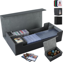 Trading Card Storage Box, 2200+ MTG Deck Box Leather Magnetic Closure Commander - Image 1
