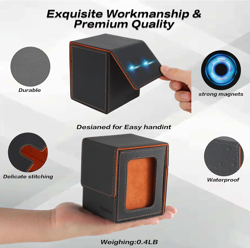 MTG Deck Box for Commander Display, PU Leather MTG Card Storage Box Holds 100 Do - Image 4