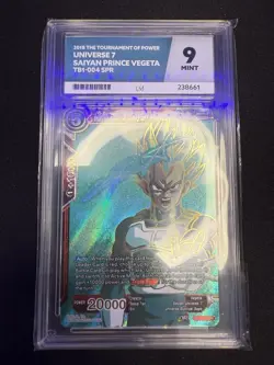 Dragon Ball Super Card Game Universe 7 Saiyan Prince Vegeta SPR Ace 9 Graded - Image 1