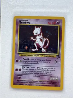 Pokemon TCG Mewtwo 10/102 Base Set 2 Holo Rare Card 1999 Unlimited - Image 1