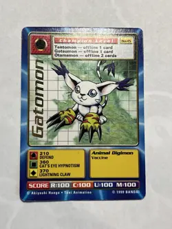 BO-15 Gatomon Gold Name Text Digimon Card Digi-Battle Series 1 1999 Bandai - Image 1