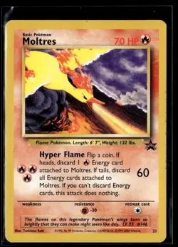 Moltres 21 Black Star Rare Promo WOTC Pokemon Card HP - Image 1