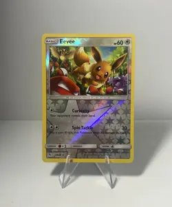 Eevee 48/68 Pokemon TCG Card Sun Moon Hidden Fates Reverse Holo (Near Mint) - Image 1