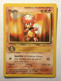 Magby #23/111 Neo Genesis 2000 Pokemon TCG Non Holo Rare Card Vintage NEAR MINT - Image 1