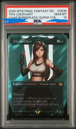 2025 MTG FINAL FANTASY CHARACTER BORDERLESS-SURGE FOIL TIFA LOCKHART PSA 10 - Image 1