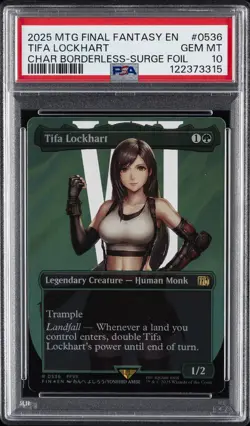 2025 MTG FINAL FANTASY CHARACTER BORDERLESS-SURGE FOIL TIFA LOCKHART PSA 10 - Image 1