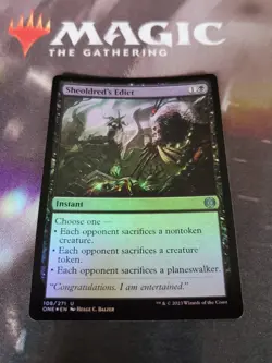 Mtg. Sheoldred's Edict. Foil. Phyrexia: All Will Be One. Pack Fresh - Image 1