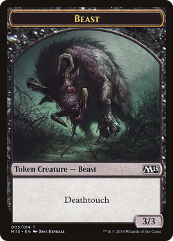 Beast Token (Black) #5 (MP) Magic 2015 M15 Magic MTG - Image 1