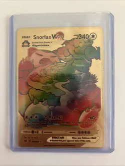 Snorlax VMAX Metal Gold Foil Pokemon Card Fan Art Display Card HP340 - Image 1
