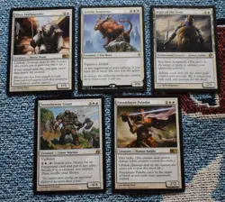 MTG 5x Rare White Creatures Rhox Faithmender Felidar Sovereign, Stonehewer Giant - Image 1