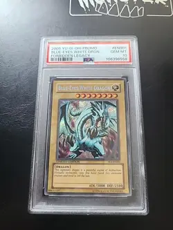 Yugioh PSA 10 GEM Blue-Eyes White Dragon FL1-EN001 Secret Rare Forbidden Legacy - Image 1