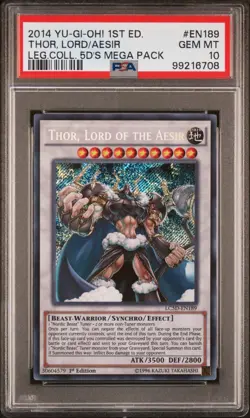 Yugioh Thor Lord of the Aesir LC5D-EN189 1st Edition Secret Rare PSA 10 GEM MINT - Image 1