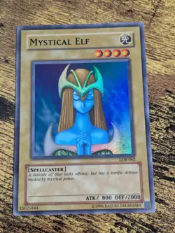 Yugioh Mystical Elf LOB-062 Unlimited Super Rare LP - Image 1
