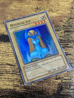 Yugioh Mystical Elf LOB-062 Unlimited Super Rare LP - Image 2