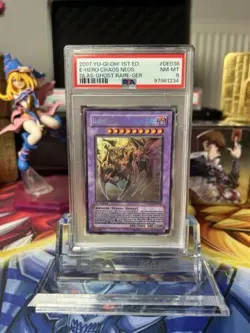YuGiOh! Elementarheld Chaos Neos GLAS-DE036 1. Auflage Deutsch Ghost Rare PSA 8 - Image 1