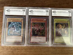 Yugioh Blue-Eyes White Dragon Slifer Ra Graded BCCG 10 - Image 1