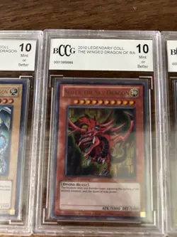 Yugioh Blue-Eyes White Dragon Slifer Ra Graded BCCG 10 - Image 3