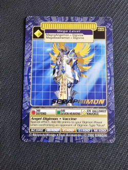 Digimon Digi Battle Series 3 Seraphimon Card BO-150 Gold Text Bandai 2000 - Image 1