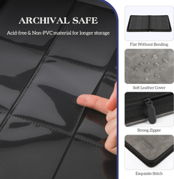 Trading Card Binder, 9 Side Loading Pocket Card Album Hold up to 540 Cards, Zipp - Image 4