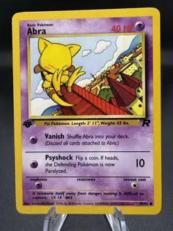 Pokemon TCG Abra 49/82 Team Rocket 1st Edition Vintage WOTC LP/NM - Image 1