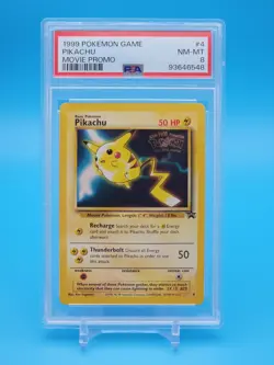 1999 Pokemon PSA 8 Pikachu Movie Promo WB Stamp Black Star - Image 1