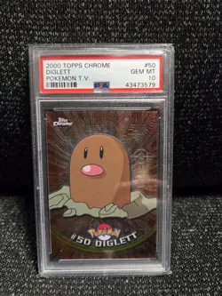 PSA 10 2000 Pokemon Game Topps Chrome Diglett TV Rare Base Series 1 GEM MINT 50 - Image 1