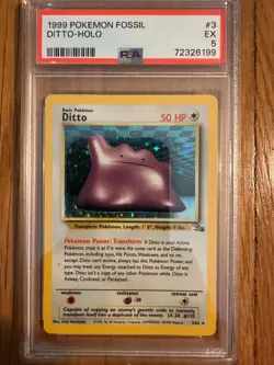 1999 POKEMON FOSSIL DITTO-HOLO 3/62 PSA 5 - Image 1