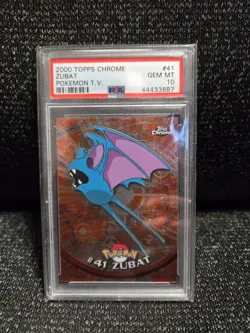 PSA 10 2000 Pokemon Game Topps Chrome Zubat TV Rare Base Series 1 GEM MINT 41 - Image 1