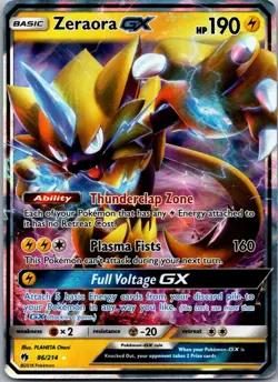 Zeraora GX 86/214 Pokemon TCG SM - Lost Thunder Ultra Rare NM - Image 1