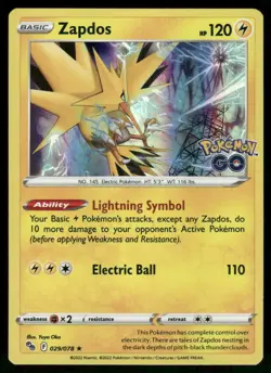 Zapdos 029/078 Holo Rare Holo Pokemon GO NM - Image 1