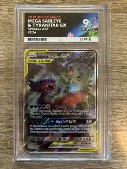 Pokemon Mega Sableye & Tyranitar GX Full Art Card 226/236 Unified Minds Ace 9 - Image 1