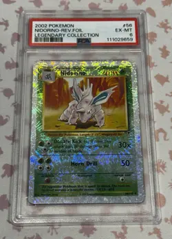 PSA 6 Pokemon 2000 Legendary Collection Nidorino Reverse Holo 56/110 EX-MT - Image 1