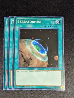 Yugioh - 3x Terraforming SR02-EN034 1st Edition Common NM - Image 1
