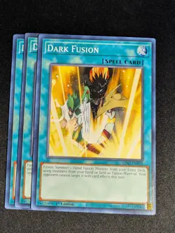 Yugioh - 3x Dark Fusion LDS3-EN034 1st Edition Common NM - Image 1
