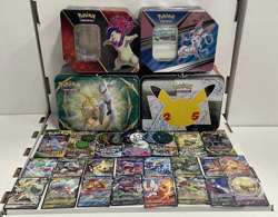 50 Assorted Pokemon Cards in a Pokemon Tin - 1 Ultra Rare Card - 1 Factory Seale - Image 1