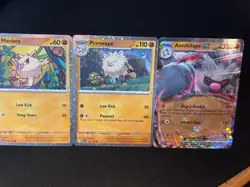 Annihilape EX SVP032 + Mankey + Primeape Black Star Promo Pokemon Card Set NM - Image 3